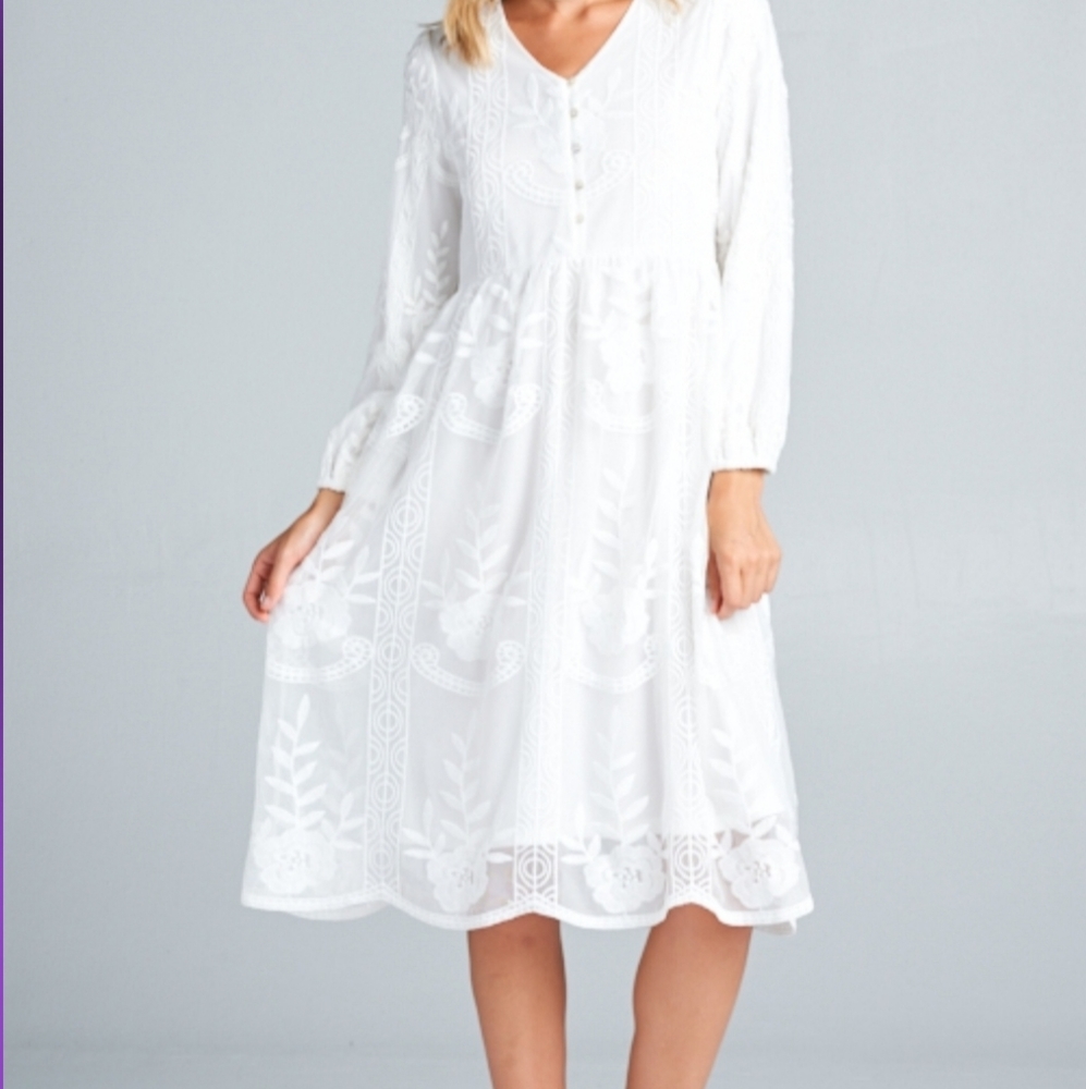 White midi dress